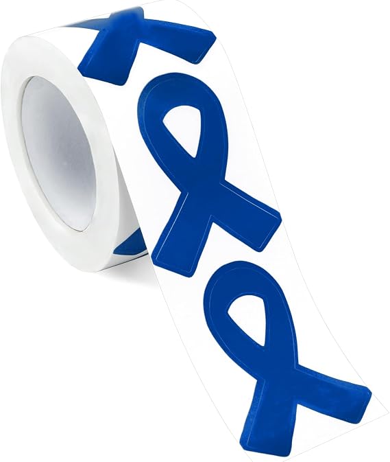 Blue Ribbon Stickers 300PCS Colon Cancer Awareness Products for Colon Cancer Child Abuse Colorectal Cancer Als Diabetes Anti-Bullying Awareness Blue Awareness Ribbon for Fundraising Support Decoration