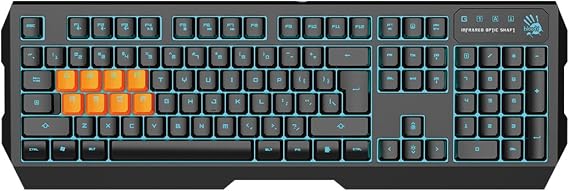 Bloody B188 8-Key Light Strike (LK) Optical Mechanical Gaming Keyboard Tri-Color LED Backlit Smooth/Linear Black Switch