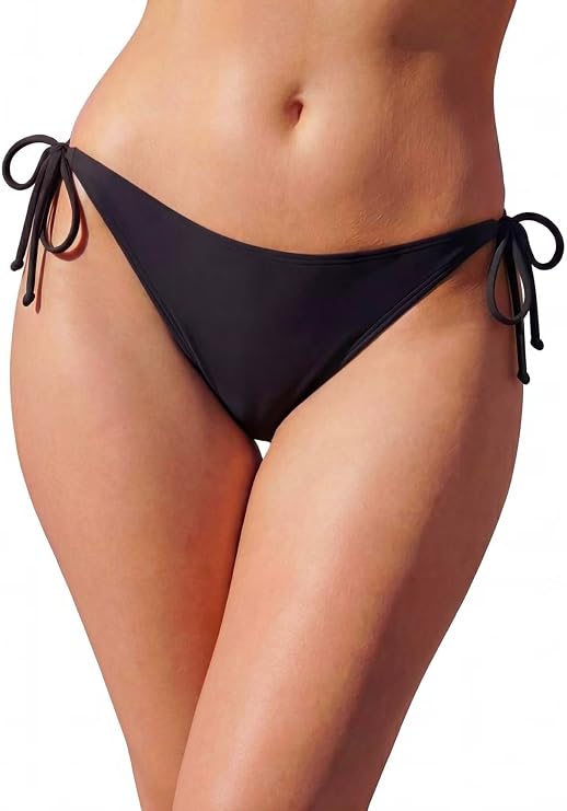Women's Side Tie Bikini Bottom Moderate Coverage Bathing Suit Bottom | Cheeky to Moderate Coverage; Adjustable String; Fully lined; Size up for more coverage;Mix And Match Style;Beach Vacation