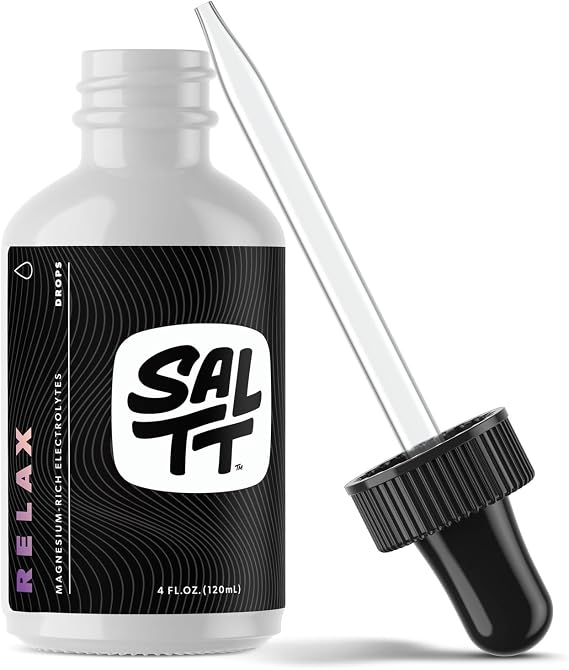 SALTT Relax Drops, Unflavored Magnesium Mineral Supplement, Sugar Free Liquid Drops for Water, Simple Ingredient Formula, Keto Friendly, 4 oz w/Dropper