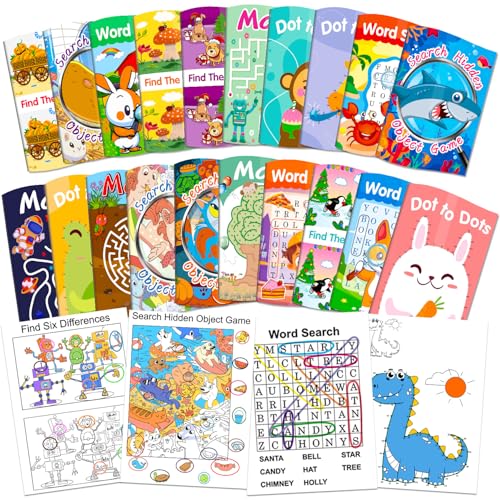 20Pack Small Activity Books for Kids Age 4-8,8-12,Puzzles Books for Kids Party Favor Gift, Brain Game, Over 280 Different Games fit Classroom Activity, Boy and Girl Birthday Goodie Bag Stuffers