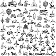 JIALEEY Transportation Vehicle Theme Charms, Wholesale Bulk Lots Alloy Charms Pendants DIY for Jewelry Making and Crafting, Antique Silver 70PCS