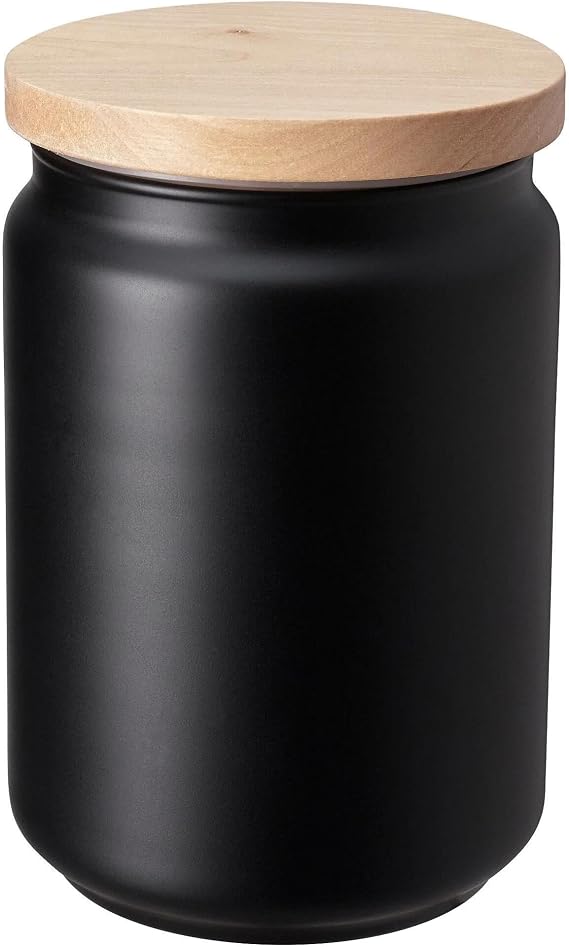 IKEA Tea Coffee Jar,Black Color 1 liter Black Glass-Bamboo Lid