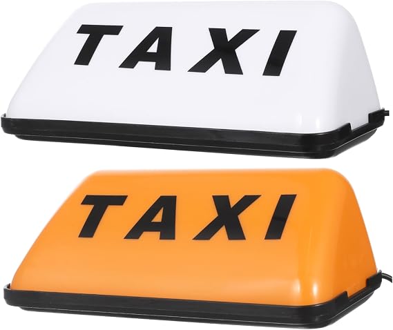 2Pcs Retro Taxi Sign Light Bright Illuminated Sign Light for Cabs Magnetic Base 12V for Taxi Drivers and Nighttime Visibility