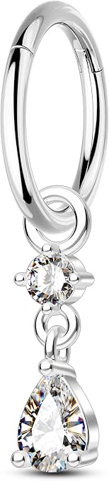 COCHARM Clicker Belly Button Rings 14G Gold Plated Belly Navel Rings for Women Dangle Navel Piercing Jewelry Stainless Steel 8/10MM