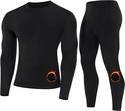 Runhit Mens Thermal Underwear Set Fleece Lined Long Johns Base Layer Top Bottom Cold Weather Gear for Hunting Running Skiing