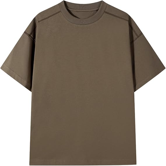 Mens Heavyweight Cotton Raglan Sleeve Baseball T-Shirt Drop Shoulder Short Sleeve Tshirts S-3XL