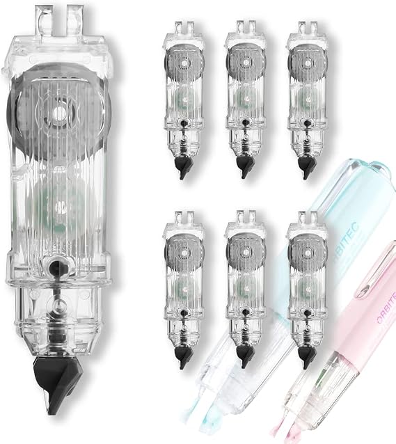 Refillable Retractable Quick Dry Correction Tape Refills, 6 Counts | Mini Small Aesthetic Cute White Correction Tape,with Easy to Use Kawaii Pen Shaped Applicator,for School Office Supplies