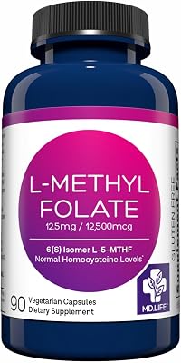 MD Life L Methylfolate 12.5mg - Professional-Grade Active Methylfolate Supplement - Maximum Potency MTHFR Supplements - L methylfolate 12.5mg 90 Capsules - Essential Amino Acids