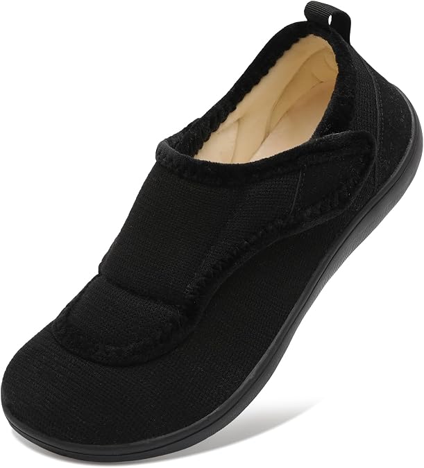 Scurtain Mens House Slippers Comfortable Wide Diabetic Orthopedic Shoes | swollen feet, diabetic, neuropathy relief, fully adjustable, non-slip rubber sole for hospital daily indoor outdoor wear