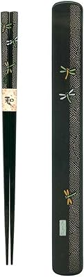 Happy Sales Ryu Mei 058030 Black Dragonfly Chopstick Set, 9 Inches