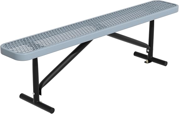 6FT Metal Park Bench for Outside, Heavy-Duty Outdoor Bench with Thermoplastic-Coated, Weatherproof Steel Mesh Bench for Parks, Gardens, Patios, Stores, Grey