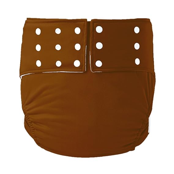Reusable Adult Cloth Diapers,Washable Incontinence Cotton Diaper Waterproof Adult Diapers Women Mens Adult Cloth Diapers Adjustable Leakproof Panties(Brown,Large)