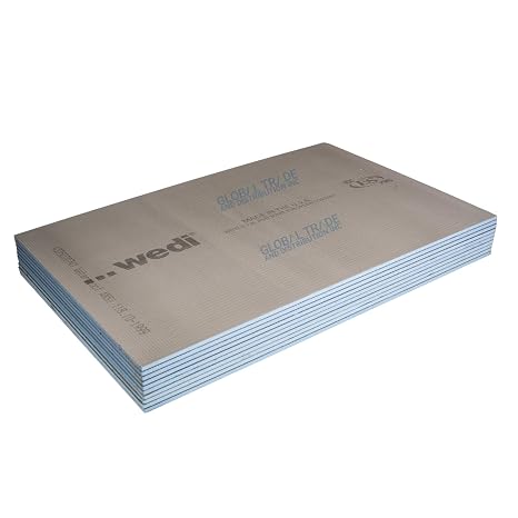 Wedi Waterproofing Extruded Polystyrene Cement Board 48"x32"x1/2", 10pc | Resin Coated Building Panel for Walls and Floor - for Tiled Shower Bathroom Floors - 10x Pack