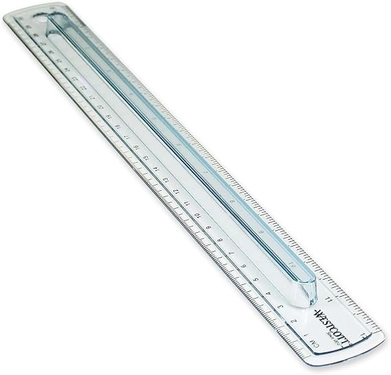 Westcott Finger Grip Ruler, Back-to-School, Smoke Gray, School Supplies, Classroom Supplies, 12-Inch