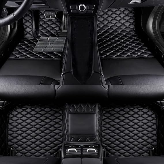 Custom Car Floor Mats Compatible with Audi A1,A3,A4,A5,A6,A7,A8,TT,TTS,Q2,Q3,Q4,Q5,Q6,Q7,Q8,e-tron,e-tron GT,Q4 e-tron,R8,S4,S5,S6,S7,S8,SQ5,SQ6,SQ7,SQ8,RS3,RS4,RS5,RS6,RS7 (Black Mat Black Line)