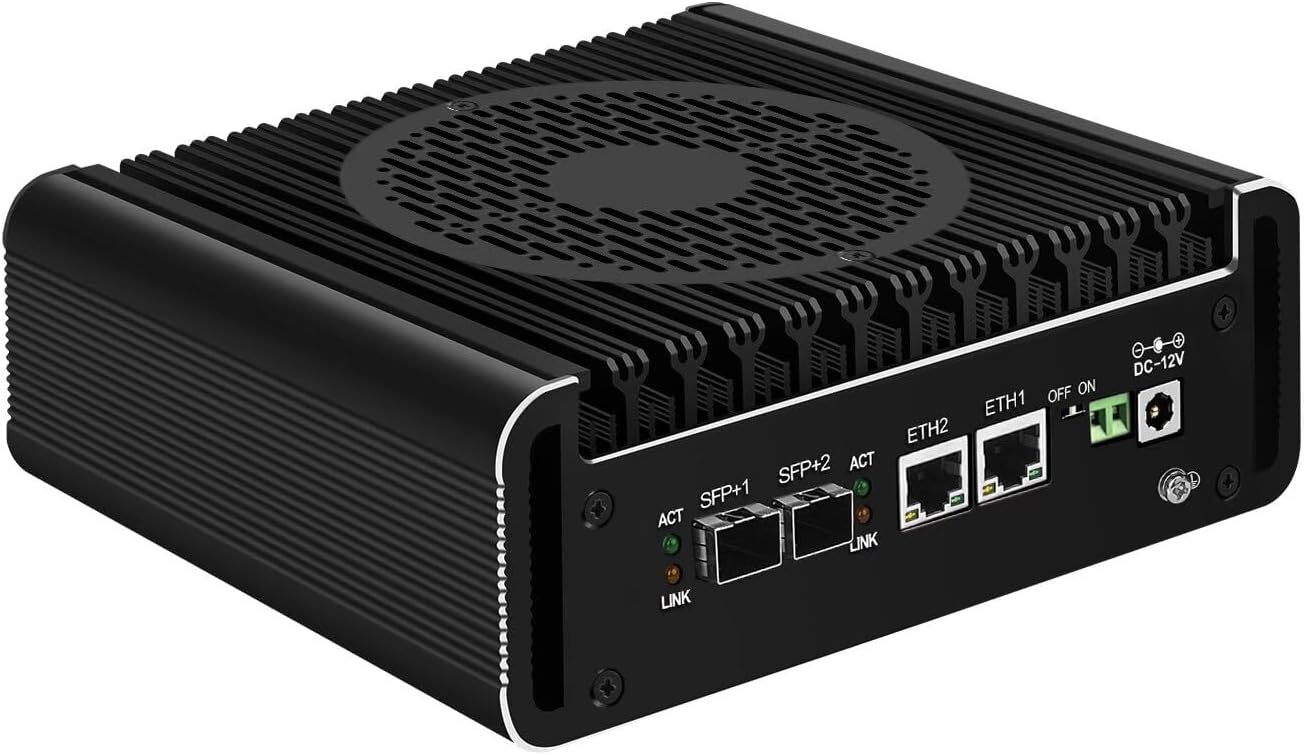 SJRC Core i3 N355 Mini PC up to 3.9GHz, Dual 10GbE SFP Ports Firewall Appliance 2 x i226V 2.5GbE LAN, Micro Router Computer for WinLinuxOPNsense, 16GB DDR5 RAM 128GB SSD