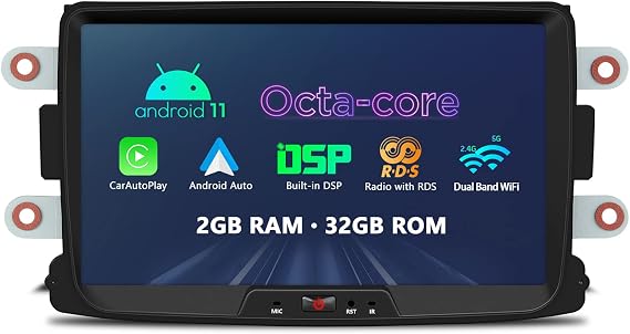 XTRONS Car Stereo for Renault Dacia Logan Duster, Android 11 Octa Core Car Radio, 8 Inch IPS Touch Screen GPS Navigation for Car Bluetooth Head Unit Built-in DSP Car Play Android Auto Split Screen