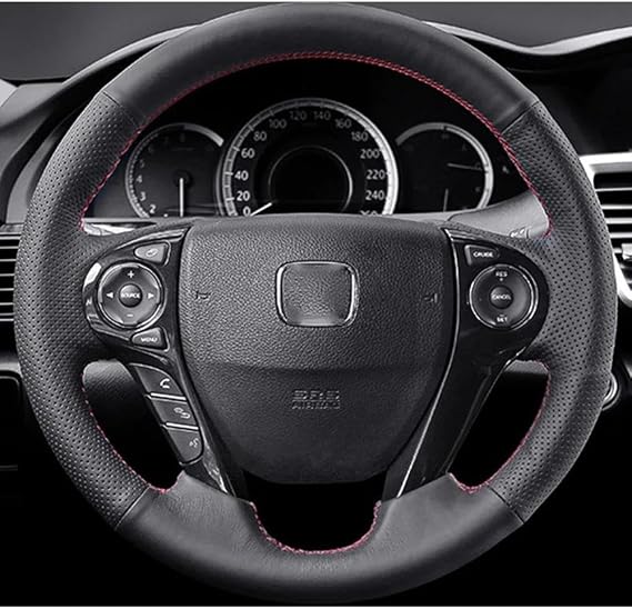 Hand Sewing Black Leather Car Steering Wheel Cover for Honda Accord 9 2013-2017 Cross Tour 2013-2015