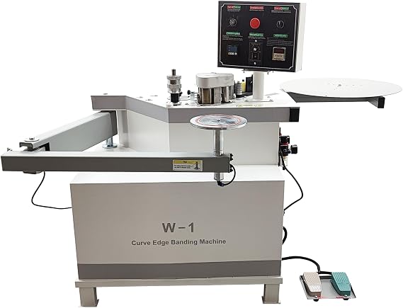 TECHTONGDA Edge Bander Banding Machine 220V Curve Straight Edge Banding Machine for Woodworking with Multifunctional Control Panel, Feeding Speed 0-18cm/s, Uniform Glue Coating, Dual Foot Pedal
