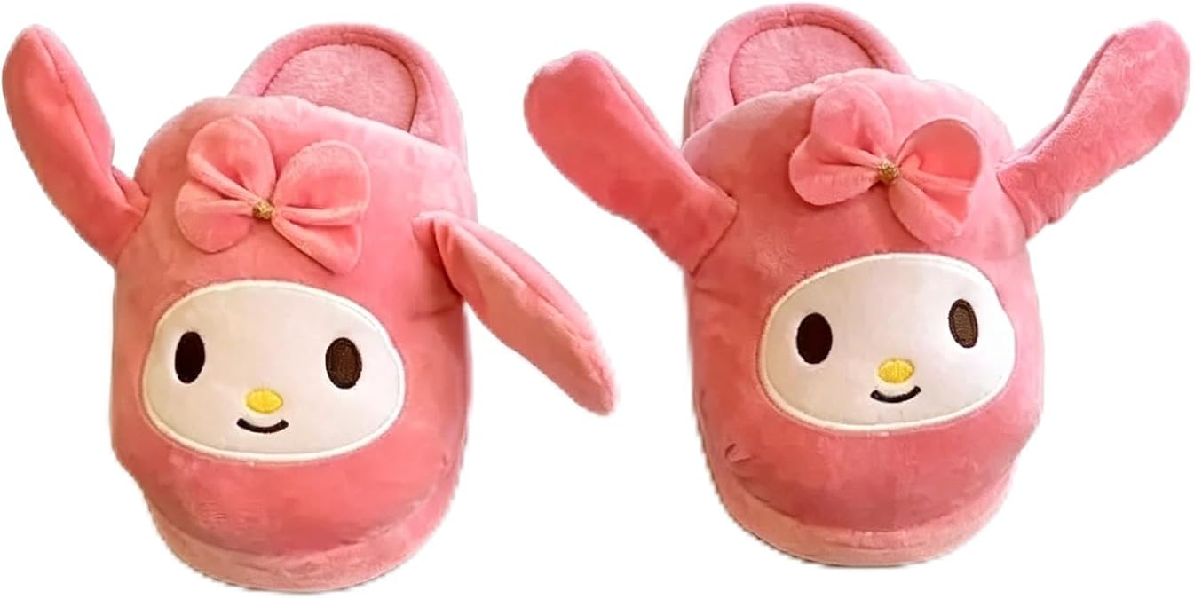 Cinnamoroll Slippers for Women Ears Move Kawaii Comfortable Furry Soft Plush Winter season Keep warm Home Animal Slippers