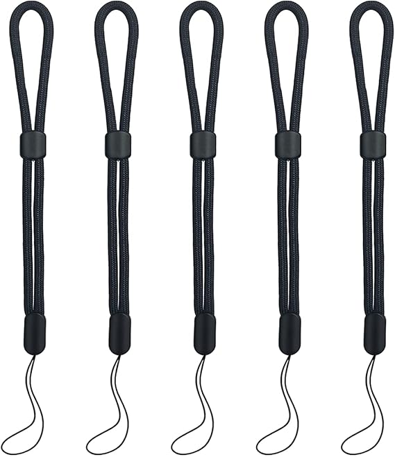 yuntop 5PCS Wrist lanyard, 7.8 inch Hand Wrist Strap Lanyard, Adjustable Nylon Wristlet Straps for Cell Phone, Camera, GoPro, PSP, USB Flash Drives, Flashlight (Black)