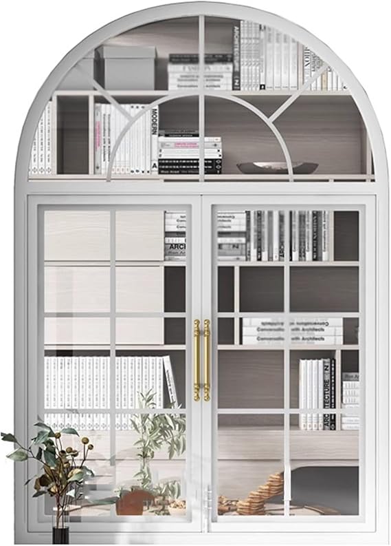 Flush Mount Windows, Double Door Arch Egress Window, Aluminum Insulated Glass Shed Window, French Arc with Window Bolt Replacement Windows for Restaurant Kitchen Bedroom(130x90cm)