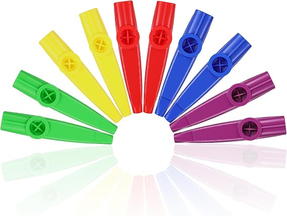 Blulu 10 Pieces Plastic Kazoos Flute Bulk Gift for Kids Adults Party Favors