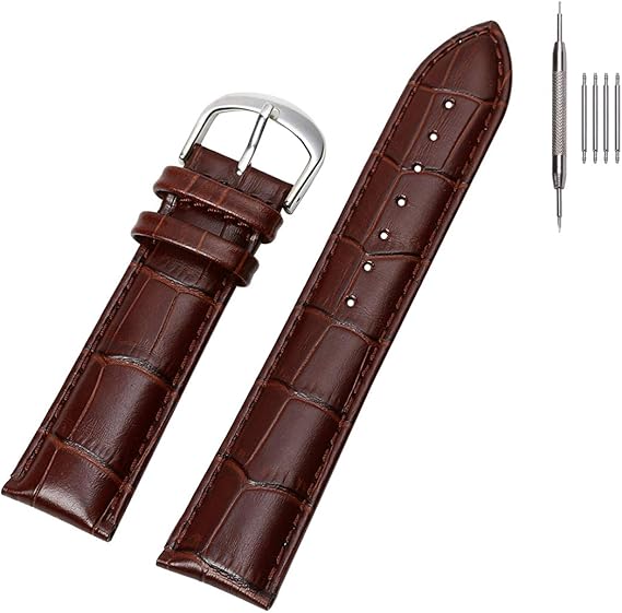 EACHE Croco Design Leather Watch Bands, Classical Leather Watch Straps For Women&Mens Waterproof 12mm 14mm 16mm 18mm 19mm 20mm 22mm