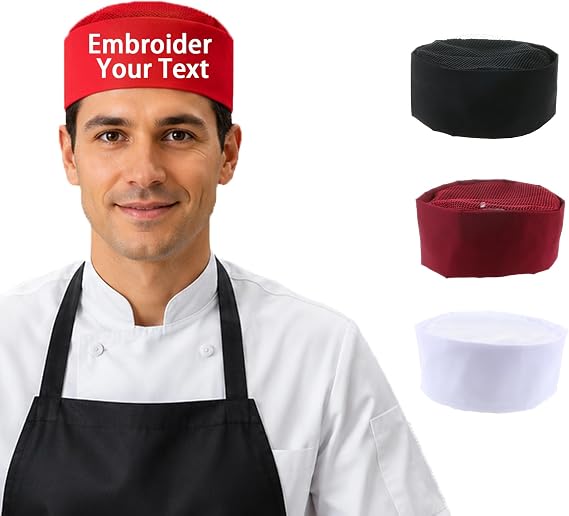 Personalized Custom Chef Hat Baker Kitchen Cooking Chef Cap with Breathable Mesh Top