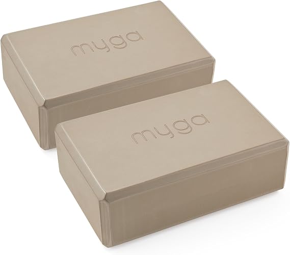 Myga Yoga Blocks - Pair of High Density Foam Bricks for Yoga, Pilates and Fitness for Balance, Support & Flexibility - Non Slip, Lightweight & Durable Foam Blocks for Home, Gym & Travel