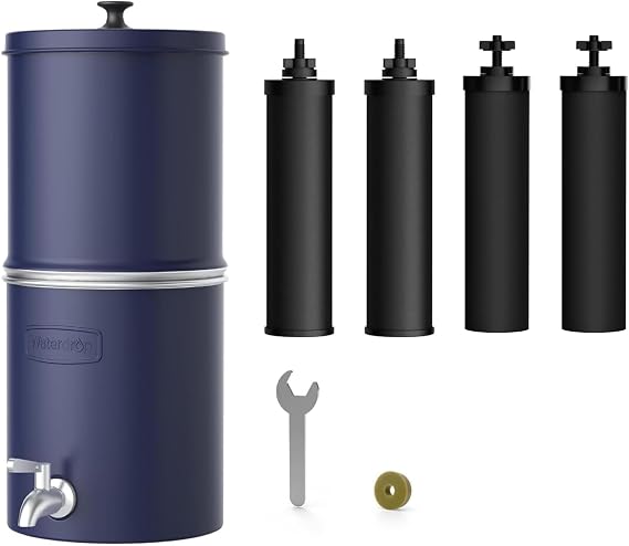 Waterdrop 2.25G Gravity Water Filter System, NSF/ANSI 42&372 Standard, Stainless Steel System with 4 Carbon Filters, Reduces 99% of Lead and Chlorine for Home, Camping, Emergencies,