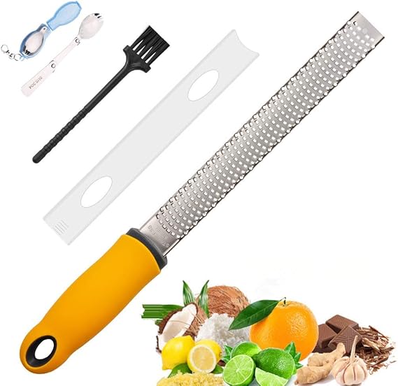 Lemon Zester, Cheese Grater, 304 Premium Stainless Steel zester grater set - For Parmesan Cheese, Citrus, Lemon, Lime, Ginger, Garlic, Nutmeg, Cheese, Chocolate, Coconut, Cinnamon, Dishwasher Safe
