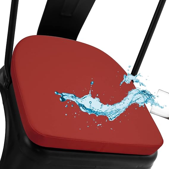 BUYUE 14" Metal Chair Cushion with Magnetic 1 Piece, Luxury PU Leather Waterproof Anti-Slip Seat Pad for Kitchen Cafe Dining Bistro Stackable Chairs (U-Shape, Red, 1)