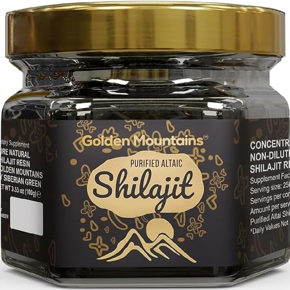 Pure Authentic Siberian Altai Golden Mountains Shilajit Resin 100g 3.53oz - Measuring Spoon Quality & Safety Certificate in Each Box