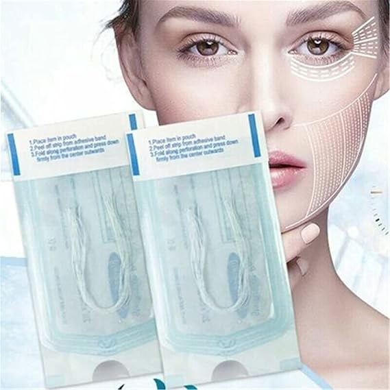 Instant Soluble Face Protein Thread Lifting, Anti-Aging Wrinkle Firming Lifting Skin Care, Absorbable Collagen Thread for Face Lift, Reduce Fine Lines Wrinkle (60pcs)