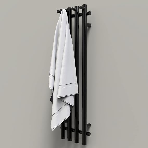 Electric Towel Warmer Rack for Bathroom, Wall Mounted, Matte Black Finish