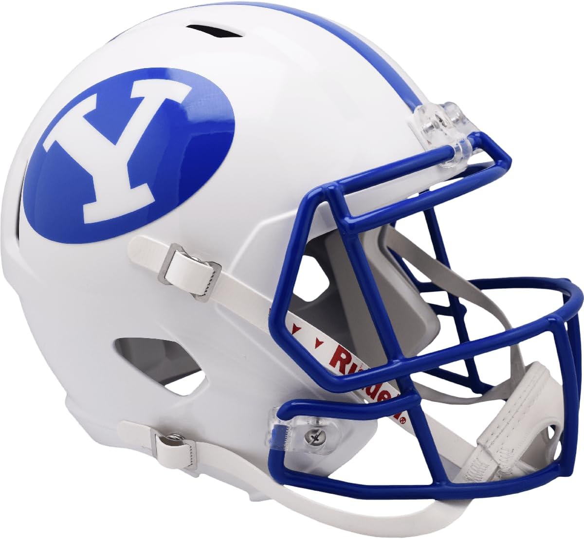 Riddell Speed BYU Cougars Helmet - WhiteRoyal Blue for Football Fans - Full Size Replica for Men