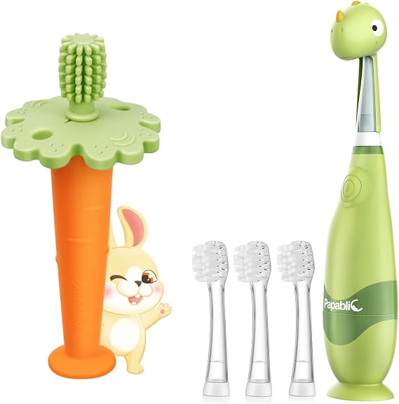 Papablic Baby Toothbrush Teether and Toddler Sonic Electric Toothbrush