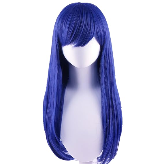 Long Blue Straight Wig Women Halloween Party Anime Show Synthetic Cosplay Costume Wigs