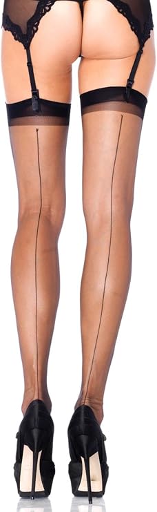Leg Avenue Women's Spandex Ultra Sheer Backseam Stockings, Black, One Size