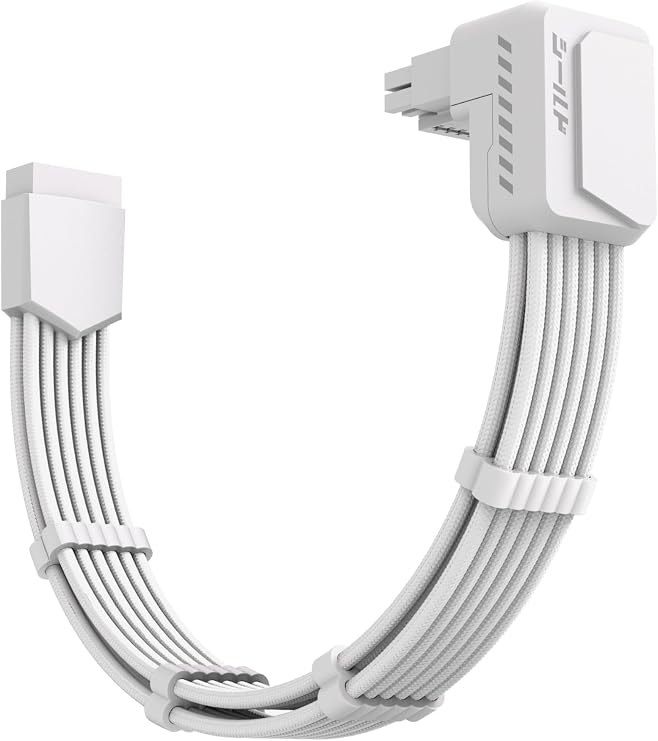 EZDIY-FAB Shield PCIe 5.1 12V-2x6 90 GPU Extension Cable, White, STD