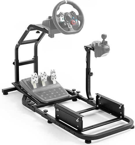 Marada Standing Racing Simulator Cockpit Racing Wheel Stand Fit for Logitech G25 G27 G29 G920 G923, for Thrustmaster T300 T500 T300RS, for Fanatec Adjustable,Without Wheel Pedal & Shifter