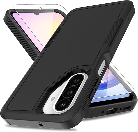 yuanming for Samsung Galaxy A17 /A26 5G Phone Case,[Military Grade Drop Tested] with Screen Protector, Dual Layer Protective Heavy Duty Non-Slip Case (Black)