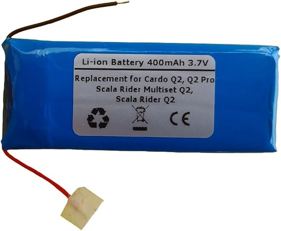 3.7V 400mAh Premium Replacement Battery for Cardo Q2, Q2 proScala Rider, Scala Rider Q2, Scala Rider Multiset Q2 Bluetooth Headsets