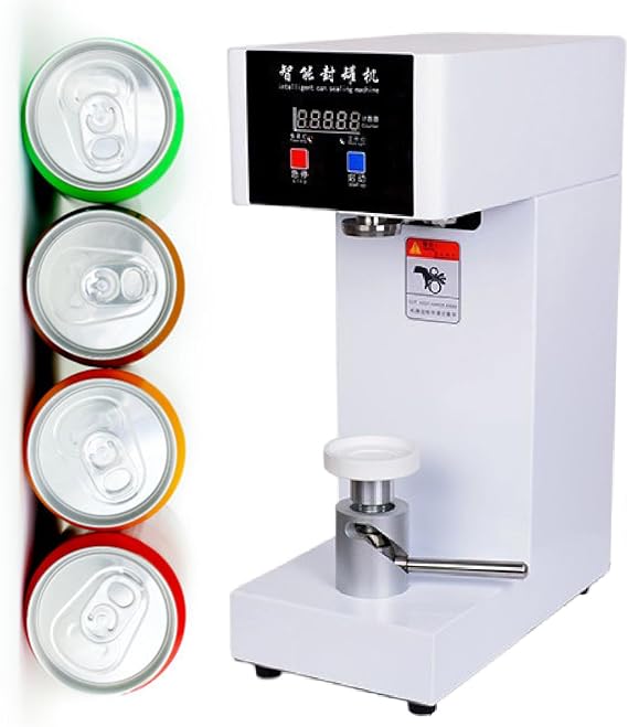 Tin Can Sealer Machine for Drinks, Electric Can Seamer Machine with Counter, for 2.17 inch Dia. & Max 7.9inch Height PET Aluminum Cans,White-110V