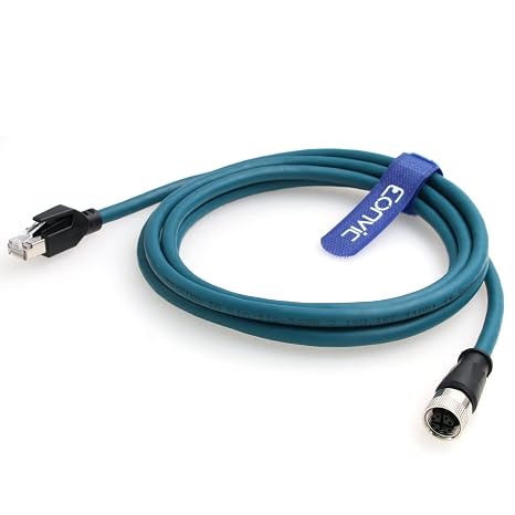 M12 X Code 8 Pin Female to RJ45 Cat-7e High Flex Ethernet Cable for Cognex Industrial Camera (1M)