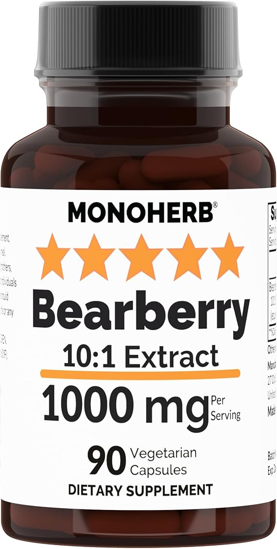 MONOHERB Bearberry 10:1 Extract - 1000 mg per Serving - Serving Size: 2 Capsules - 45 Servings per Bottle