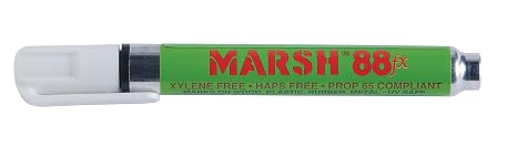 Marsh M88FX-WP Alcohol Based FX Pigmented Type Valve Activated Marker, White (Pack of 12)