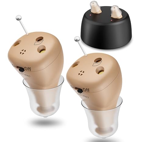 Invisible Hearing Aids,Rechargeable Hearing Aids for Seniors with Noise Cancelling, Hearing Amplifiers Small Hearing Aid Earbuds Digital ear